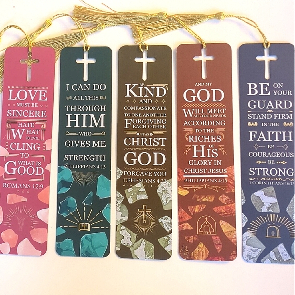 Christian Scripture Bookmark Set with Tassels Set Of 5